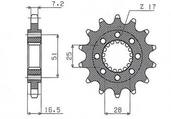 SUNSTAR Zębatka przednia stalowa KTM 950/990 LC8 ADVENTURE/SUPERDUKE 06-12 [16]