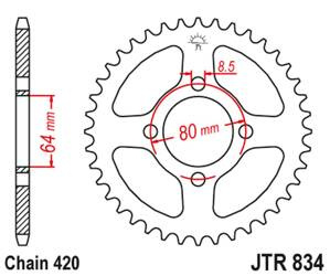 JT Zębatka tylna stalowa [52 zębów] YAMAHA RD 50 79-87 / RD 80 82 / DT 100 77-83