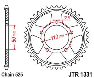 JT Zębatka tylna stalowa [42 zębów] HONDA CRF 1000 AFRICA TWIN / DCT / ADVENTURE SPORT 16-18 kolor czarny