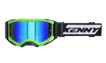 KENNY RACING GOGLE PERFORMANCE EVO 2 NEON GREEN MIRROR LENS-LUSTRO KOLOR ZIEOLNY FLUO/ BIAŁY/CZAR