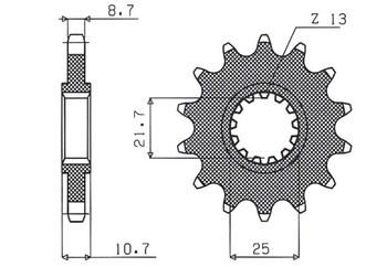 SUNSTAR Zębatka przednia stalowa YAMAHA FZR 1000/ FZ6/ R6 [17]