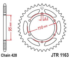 JT Zębatka tylna stalowa [45 zębów] CAGIVA 125 ELEFANT/STX ALETTA ROSSA 83-88