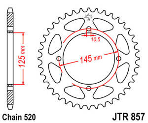 JT Zębatka tylna stalowa [45 zębów] YAMAHA XT 600E 90-03 / XT 660Z TENERE 91-00 kolor czarny