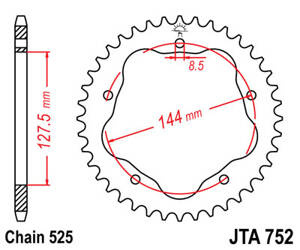 JT Zębatka tylna aluminiowa [42 zębów] DUCATI 848/916/996/1000/1100 kolor czarny