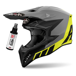 Kask cross Airoh Wraaap Reloaded szary,czarny,żółty / matowy + czyścik do wnętrza
