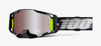 100 PROCENT Gogle Armega HiPER Lightspeed, kolor czarny/biały, szyba lustrzana srebrna