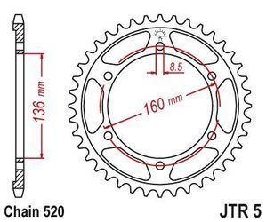 Zębatka tylna stalowa JT JTR5.44 ilość zębów 44Z