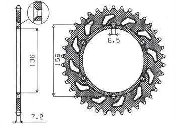 SUNSTAR Zębatka tylna stalowa SUZUKI DR 650 SE 96-12  [43]