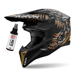 Kask cross Airoh Wraaap Cyborg MATT kolor: czarny,szary + czyścik do wnętrza