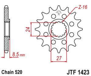 Zębatka przednia JT JTF1423.17 (17Z)