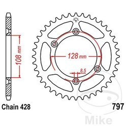 Zębatka tylna stalowa JT JTR797.51 ilość zębów 51Z