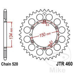 Zębatka tylna stalowa JT JTR460.43 ilość zębów 43Z