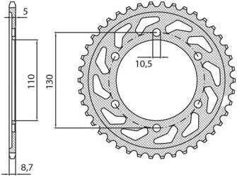 SUNSTAR Zębatka tylna stalowa YAMAHA R6 03-05  [48]