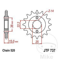 Zębatka przednia JT JTF737.14 (14Z)