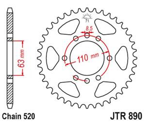 JT Zębatka tylna stalowa [44 zębów] KTM 125/200 DUKE 14-22 / 390 DUKE/RC 13-23 kolor czarny