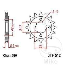 Zębatka przednia JT JTF512.13 (13Z)