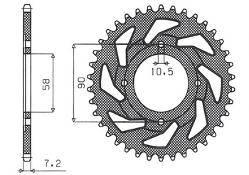 SUNSTAR Zębatka tylna stalowa HONDA CG 125 02-05 / CM 125 82-97 / CB 125T 82-88 / DAELIM VC 125 96-99 [42]