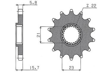 SUNSTAR Zębatka przednia stalowa YAMAHA XT 600 87-90 / XT 600E 97-03 / XTZ 660 91-98 / TT 600 93-02 [15]
