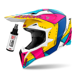 Kask cross Airoh Wraaap PAINT MATT kolor: niebieski,różowy,biały + czyścik do wnętrza