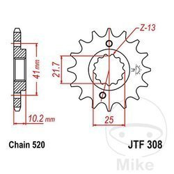 Zębatka przednia JT JTF308.13 (13Z)