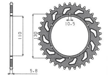 SUNSTAR Zębatka tylna stalowa KAWASAKI GPZ 500S 94-05 [41]