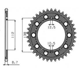 SUNSTAR Zębatka tylna stalowa HONDA CBR 600F 91-96 / CBF 1000 06-10 / CBR 1100 XX 97-07  [45]