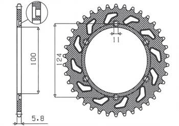 SUNSTAR Zębatka tylna stalowa DUCATI 750SS 99-02 / 907 PASO 90-93  [40]