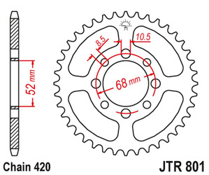 JT Zębatka tylna stalowa [45 zębów] SUZUKI DR 50 / RG 50 90-91 / RM 60 79 / ZR 50 80- / KAWASAKI AE 80 81-92 / AR 80 82-92