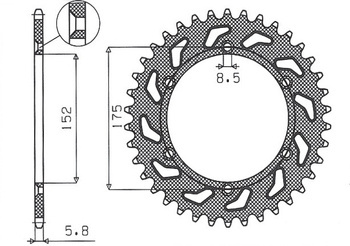 SUNSTAR Zębatka tylna stalowa YAMAHA TT600 R 98-03 / TT600S 93-95 [48]