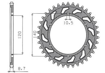 SUNSTAR Zębatka tylna stalowa KAWASAKI ZZR 600 90-92 [45]