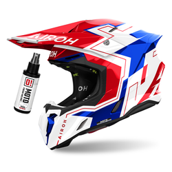 Kask cross Airoh Twist 3 czerwono niebieski połysk + czyścik do wnętrza
