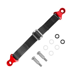 BIKETEC OM Pas (Pasek) Tekstylny do Wyciągania Motocykla Do motocykli japońskich wraz ze śrubami 350cm x 2,5mm x 25mm, Kolor czarny/czerwony