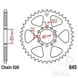 Zębatka tylna stalowa JT JTR845.46 ilość zębów 46Z