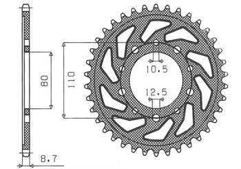 SUNSTAR Zębatka tylna stalowa HONDA CBR 1000F 93-98 / CB 1000 / CBX 1000 [42]