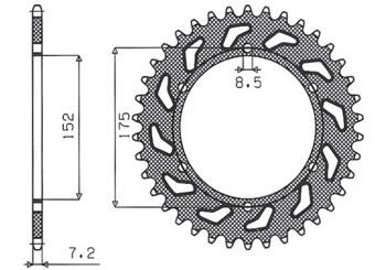 SUNSTAR Zębatka tylna stalowa YAMAHA DT 125R/RE 99-06 [57]