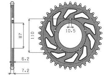 SUNSTAR Zębatka tylna stalowa SUZUKI SV 650 99-13 [44]