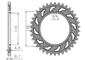 SUNSTAR Zębatka tylna stalowa SUZUKI GSXR 1000 09-16 [42]