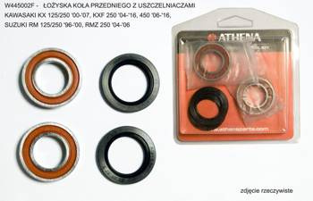 Athena Łożyska koła przód + uszczelniacze Kawasaki KX 125/250 '00-'07, KXF 250 '04-'16, 450 '06-'16, Suzuki RM 125/250 '96-'00, RMZ 250 '04-'06