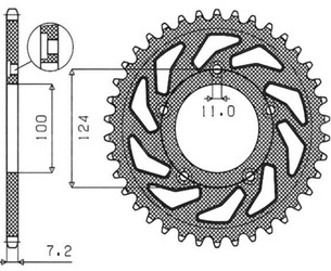 SUNSTAR Zębatka tylna stalowa DUCATI 749 03-06  [36]