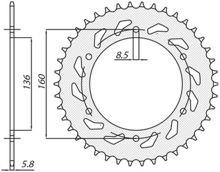 SUNSTAR Zębatka tylna stalowa APRILIA PEGASO 600 90-93 / PEGASO 650 92-04 / BMW F650 92-04 [42]