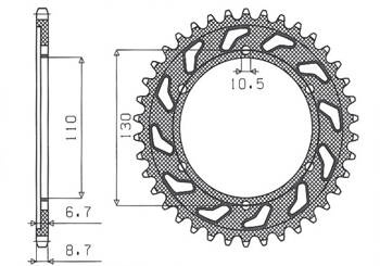 SUNSTAR Zębatka tylna stalowa YAMAHA XJR 1300 04-06 / MT-01 05-11 [39]