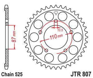 JT Zębatka tylna stalowa [45 zębów] SUZUKI GSF 650 BANDIT 07-15 / GSX 650 08-16 / GSF/GSX 400 BANDIT 90-92 / SV 650 99-13 kolor czarny