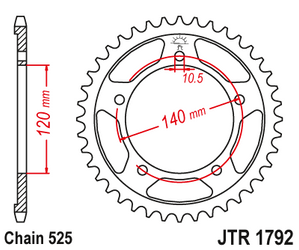 Zębatka tylna stalowa JT JTR1792.45 ilość zębów 45Z