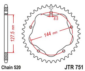 JT Zębatka tylna stalowa [43 zębów] DUCATI 950 HYPERMOTARD 19-20 / 800 MONSTER 05-07 / 748 BIPOSTO 95-03 /