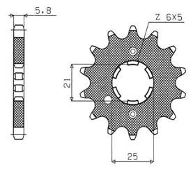SUNSTAR Zębatka przednia stalowa KAWASAKI KX 250 87-98 / YAMAHA YZ 250 77-98 [15]