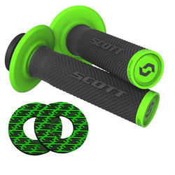 Zestaw Przykręcane manetki Lock On SCOTT SX II zielony fluo + pianki antyodciskowe