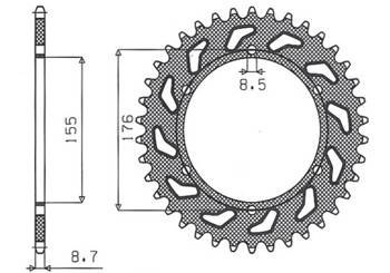 SUNSTAR Zębatka tylna stalowa TRIUMPH 900/955/1000 / TRIUMPH DAYTONA T595 955 97-99  [44]