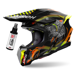 Kask cross Airoh Twist 3 Toxic czarny,złoty,pomarańczowy / połysk + czyścik do wnętrza