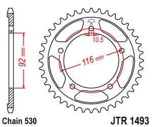 JT Zębatka tylna stalowa [41 zębów] KAWASAKI ZZR 1400 06-18 kolor czarny