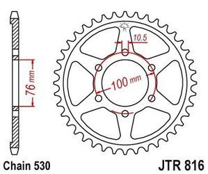 Zębatka tylna stalowa JT JTR816.52 ilość zębów 52Z